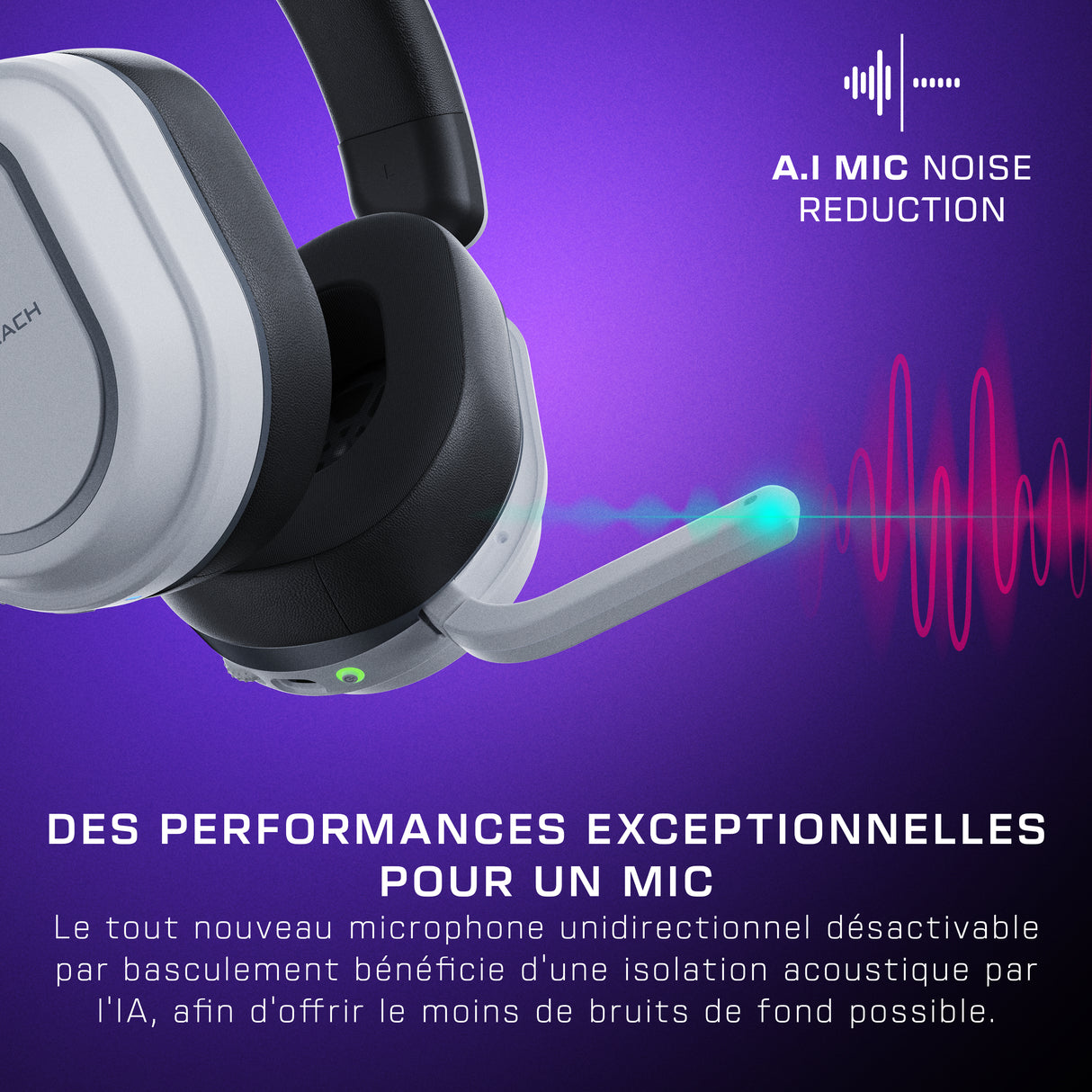 Casque gaming sans fil - Turtle Beach Stealth™ 700P (Gen3) - Blanc - PS5, PS4, PC, mobile, 60mm, Bluetooth, 80h