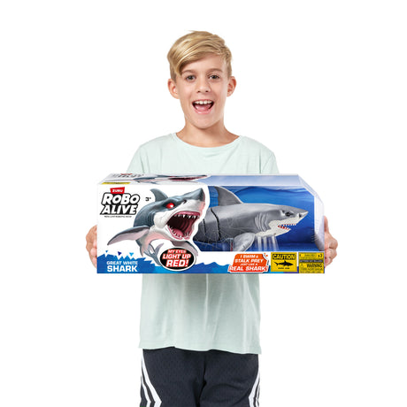 Jouet Interactif - ZURU - Shark Attack Robo Alive - Grand requin blanc avec mouvements réalistes et yeux brillants