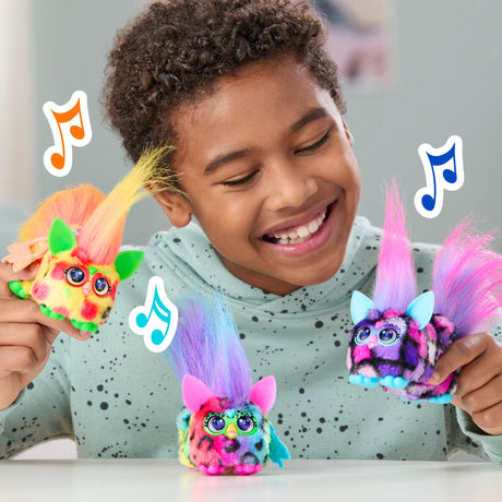 Furby DJ Furblets Rain-Bow-Kat, Mini peluche électronique, jouet pour enfant, 45 sons et musiques, des 6 ans