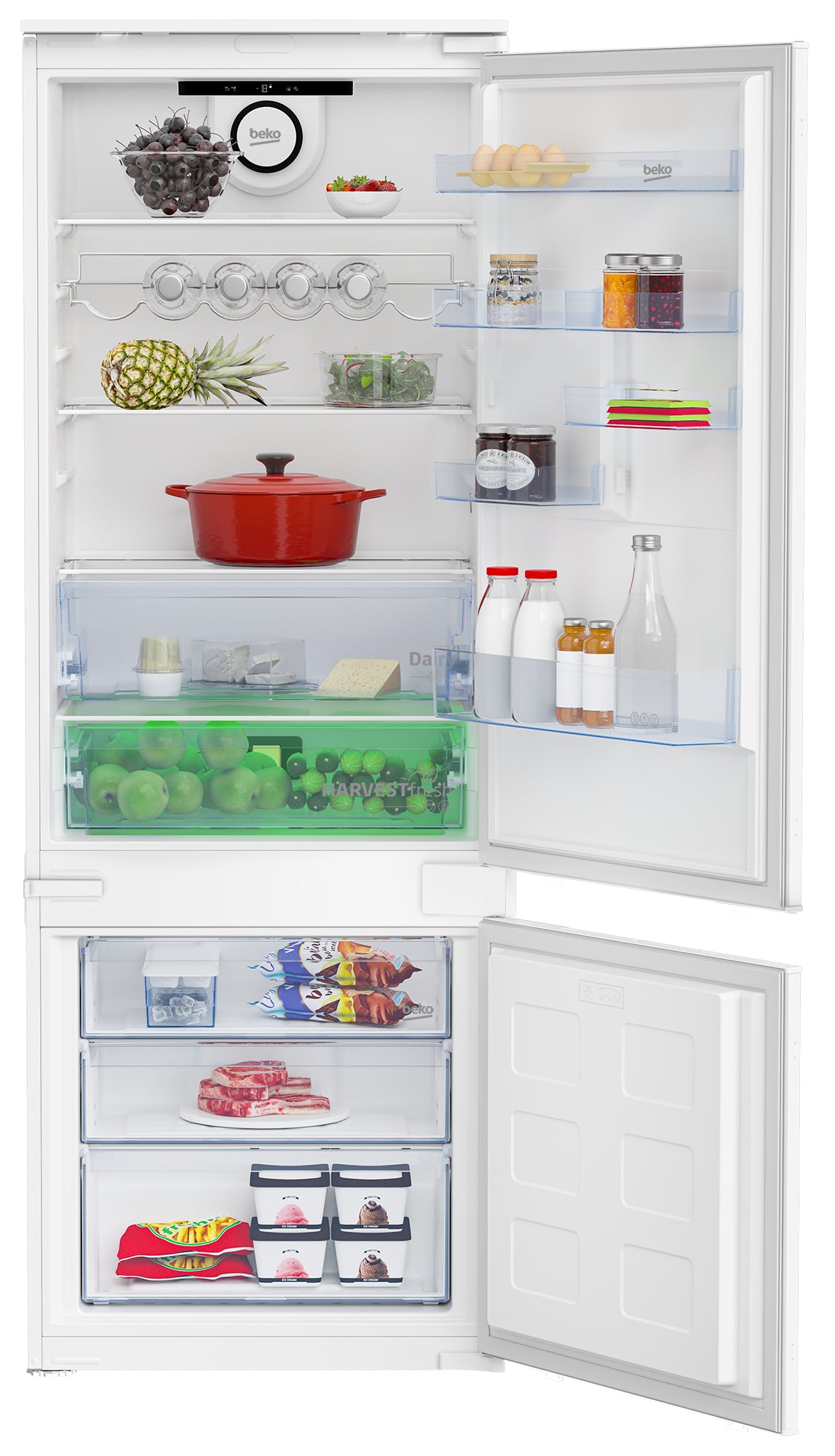 Réfrigérateur encastrable BEKO - Technologie Harvestfresh - 2 portes - 400L - Froid brassé