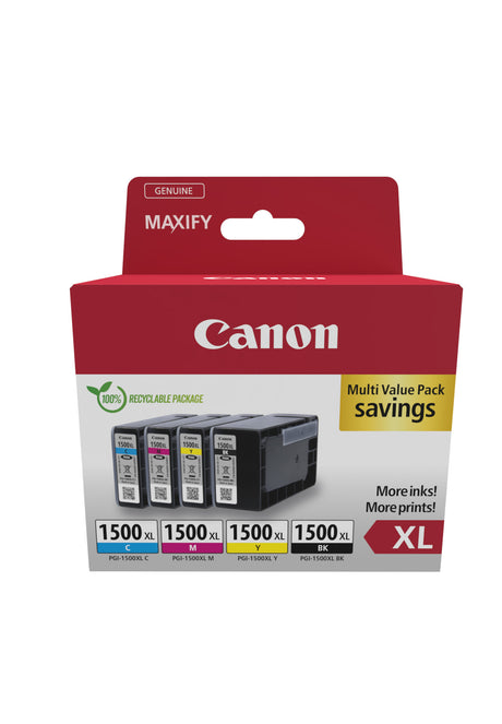 Multipack cartouches d'encre - CANON - PGI-1500XL Noir/Cyan/Magenta/Jaune - Haut rendement