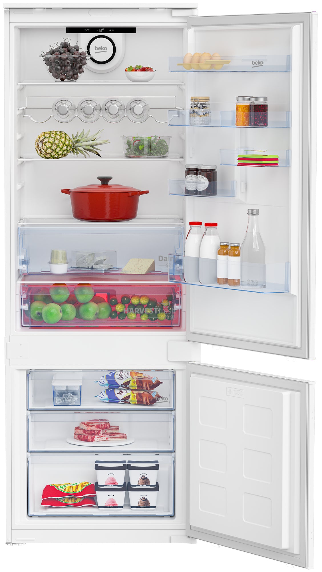 Réfrigérateur encastrable BEKO - Technologie Harvestfresh - 2 portes - 400L - Froid brassé