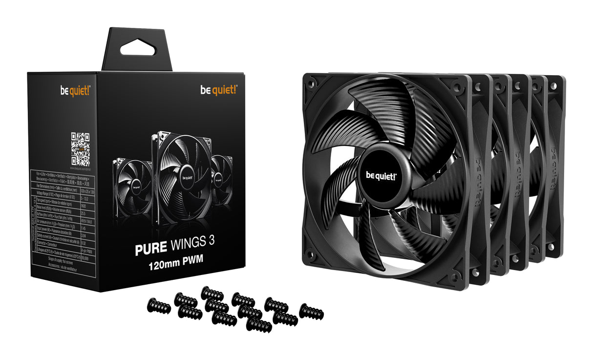 Lot de 3 Ventilateurs de boitier be quiet! Pure Wings 3 PWM - 12cm (Noir)