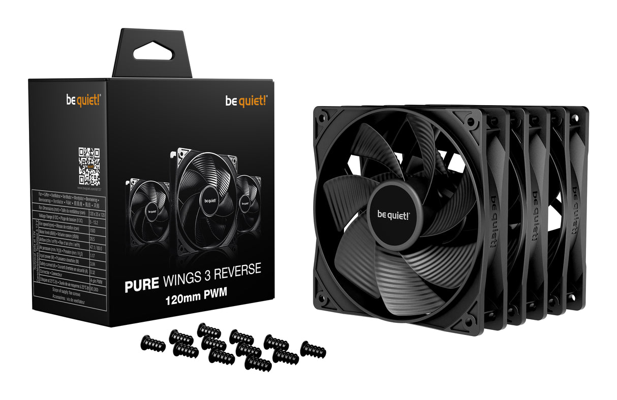 Lot de 3 Ventilateurs de boitier be quiet! Pure Wings 3 PWM Reverse - 12cm (Noir)