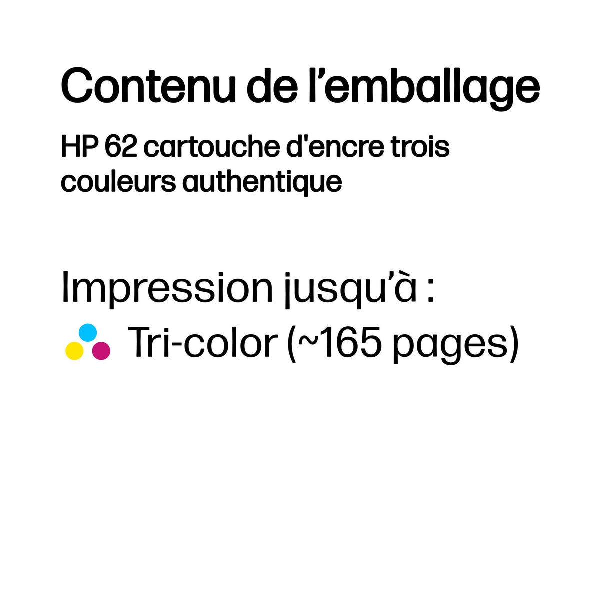 HP 62 Cartouche d'encre trois couleurs authentique (C2P06AE)  pour Officejet Mobile 250, Envy 5540/5640/7640, Officejet 5740 e-AiO