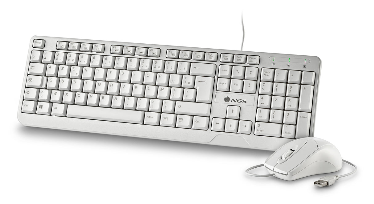 Pack 2en1 (Clavier/Souris) NGS Cocoa (Blanc)