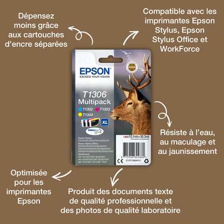 EPSON Multipack T1306 - Cerf - Cyan, Magenta, Jaune (C13T13064012)