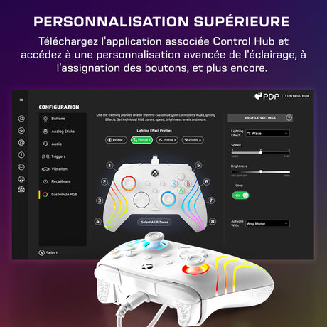 Manette de jeu - Xbox Series X|S, Xbox One et PC - Afterglow Wave - RGB - Filaire - Blanc- TURTLE BEACH