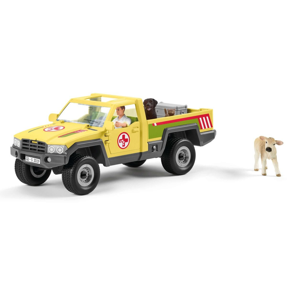 Coffret Visite du Vétérinaire a la ferme 12 Pieces - Avec Animaux de la Ferme, Véhicule et Vétérinaire - SCHLEICH - 42503 FARM WORLD