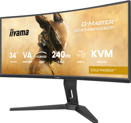 Ecran PC Gamer incurvé - IIYAMA - 34 - WQHD - 240Hz - Dalle VA - 0.4ms - Réglable en hauteur - G-Master GCB3486WQSCP-B1