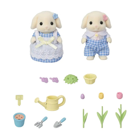 Poupée - SYLVANIAN FAMILIES - Le frere et la soeur Lapin Bélier - Jardinage - Articulés - Multicolore