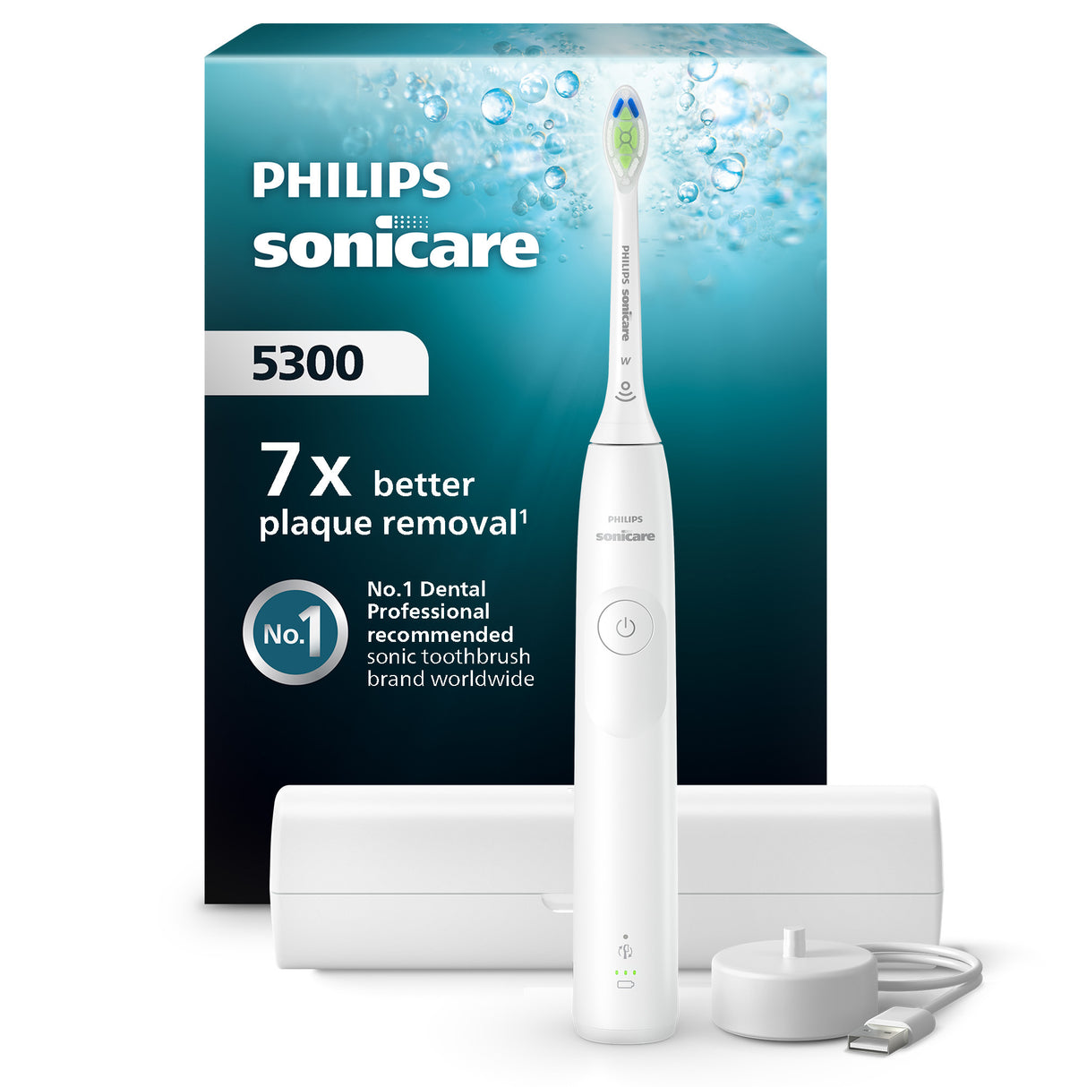 Brosse a dents - PHILIPS - HX7108/02 - Sonicare - Serie 5300 - Blanc - Eléctrique