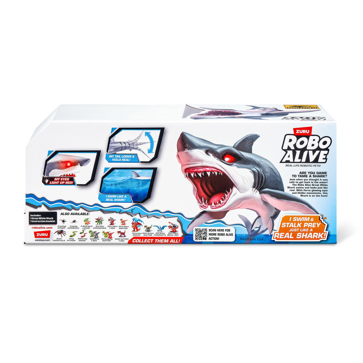 Jouet Interactif - ZURU - Shark Attack Robo Alive - Grand requin blanc avec mouvements réalistes et yeux brillants
