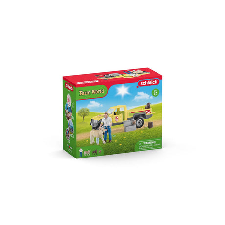 Coffret Visite du Vétérinaire a la ferme 12 Pieces - Avec Animaux de la Ferme, Véhicule et Vétérinaire - SCHLEICH - 42503 FARM WORLD