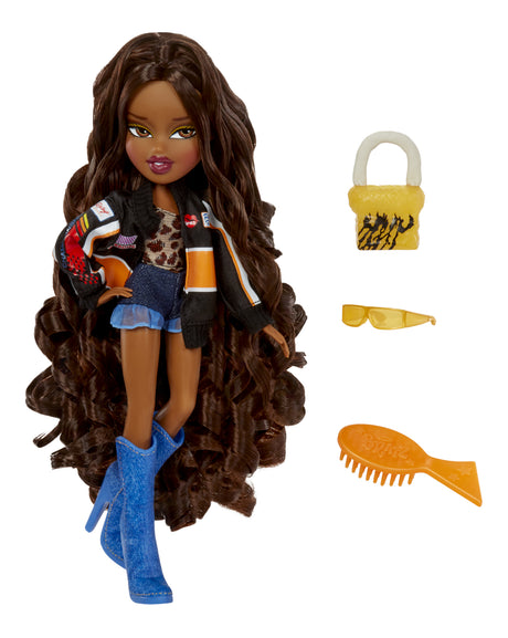 Bratz Goin' Out Poupée - Sasha - 1 Poupée Mannequin a Collectionner - Une Tenue, Un Sac a Main, Une Paire de Lunettes Soleil - 6 ans