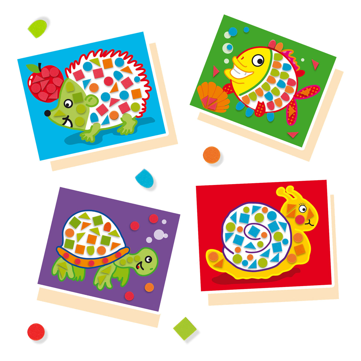 J'apprends la mosaique - SES CREATIVE - Hobby 3 - 6 - Formes en mousse autocollantes - 4 cartes préimprimées - Age : 3+