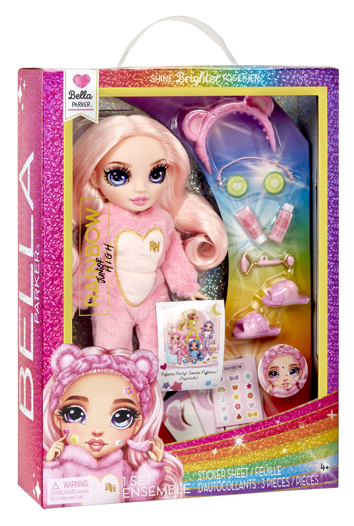 Junior High Pyjama Party - Poupée mannequin articulée 22cm - Bella (rose) - Nombreux accessoires - a partir de 4 ans