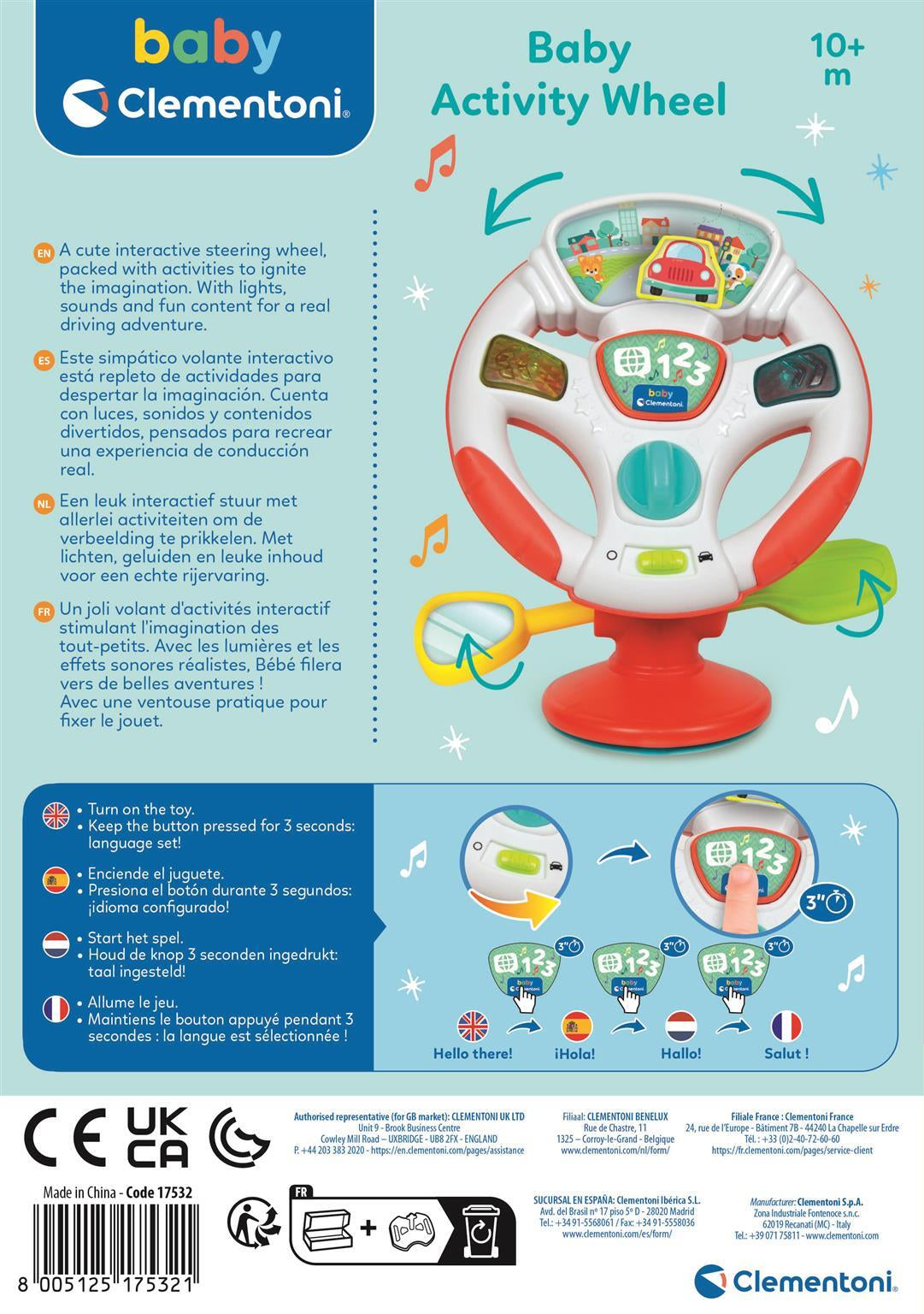 Le volant de Bébé parlant  - CLEMENTONI - Jeux d'éveil -  2 modes de jeu - Des 6 mois