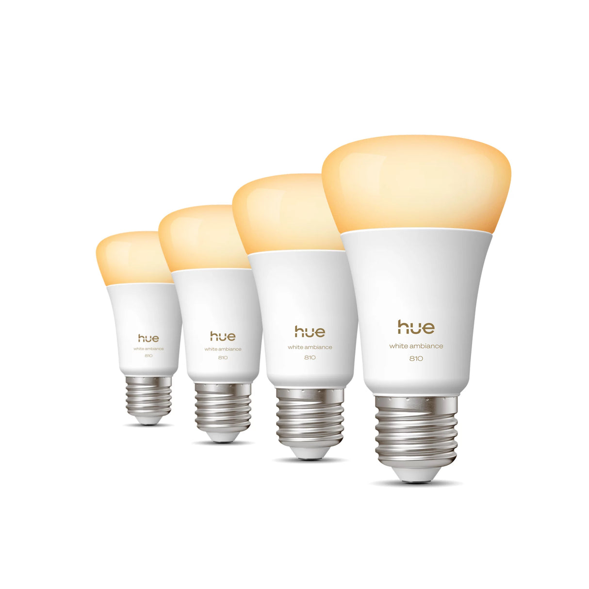 Pack de 4 ampoules LED connectées A60 - PHILIPS HUE - Lumiere blanche chaude - Culot E27 - 6W - 1000-2000k - 810 lumens