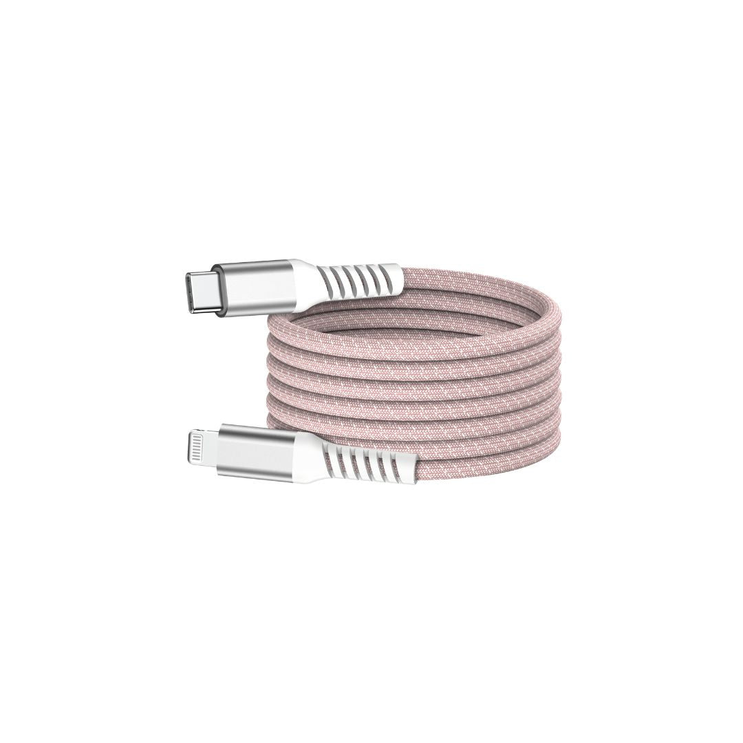 c ble USB-C /Lightning magnétique, USB2,0 - 9V/3A/27W, 1mètre rose