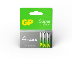 Lot de 4 piles Alcaline GP Batteries Super type AAA (LR3) 1,5V