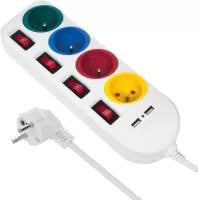 Multiprise 4 prises Maclean MCE229 + Interrupteur 1,50m Blanc (Coloris variïÂ¿Â½s)